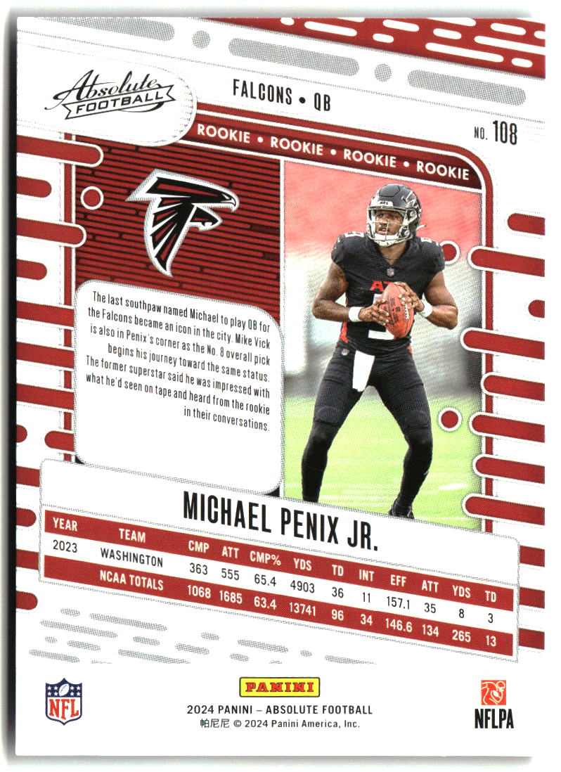 Michael Penix Jr. 2024 Panini Absolute Blue #108