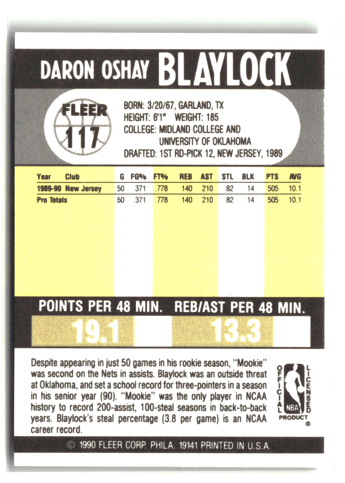 Mookie Blaylock 1990-91 Fleer #117