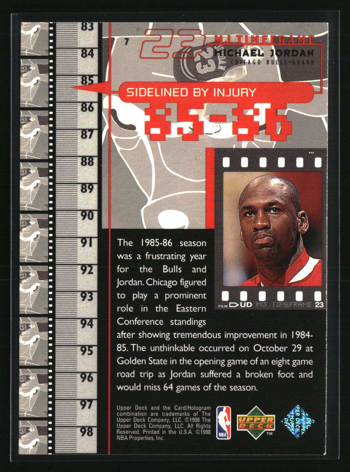Michael Jordan 1998 Upper Deck Michael Jordan Living Legend #7