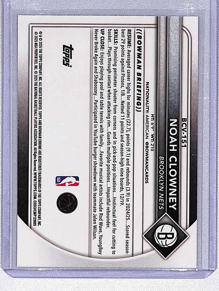 Noah Clowney 2025-26 Bowman Chrome Fuchsia Refractor #BCV-151 #/199