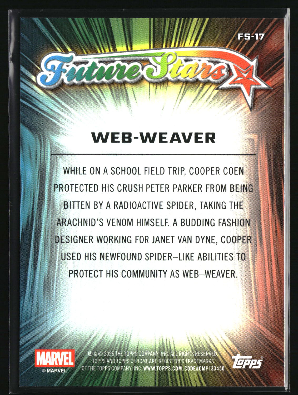 Web-Weaver 2026 Topps Chrome Marvel Comics Future Stars #FS-17