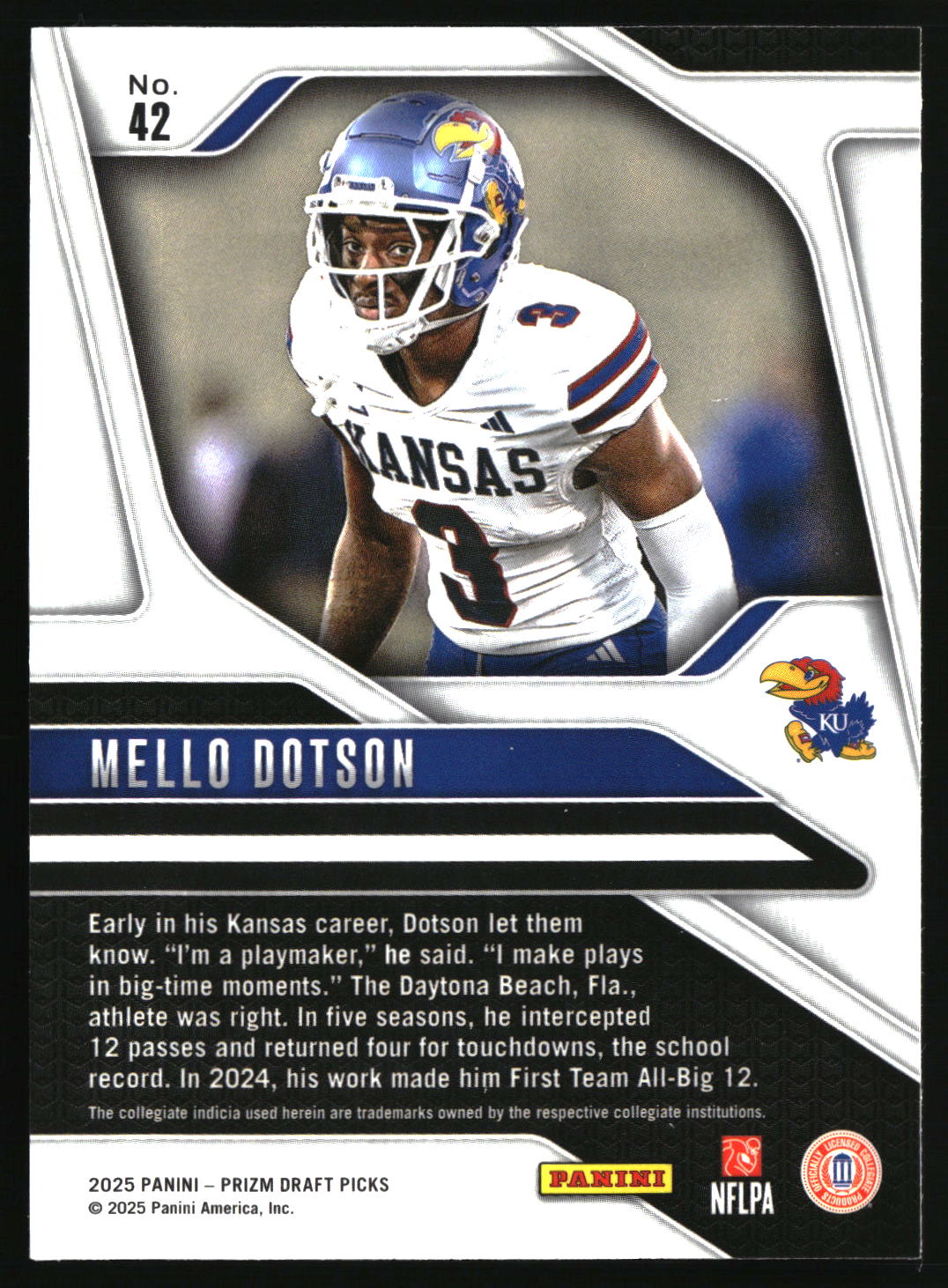 Mello Dotson 2025 Panini Prizm Draft Picks #42