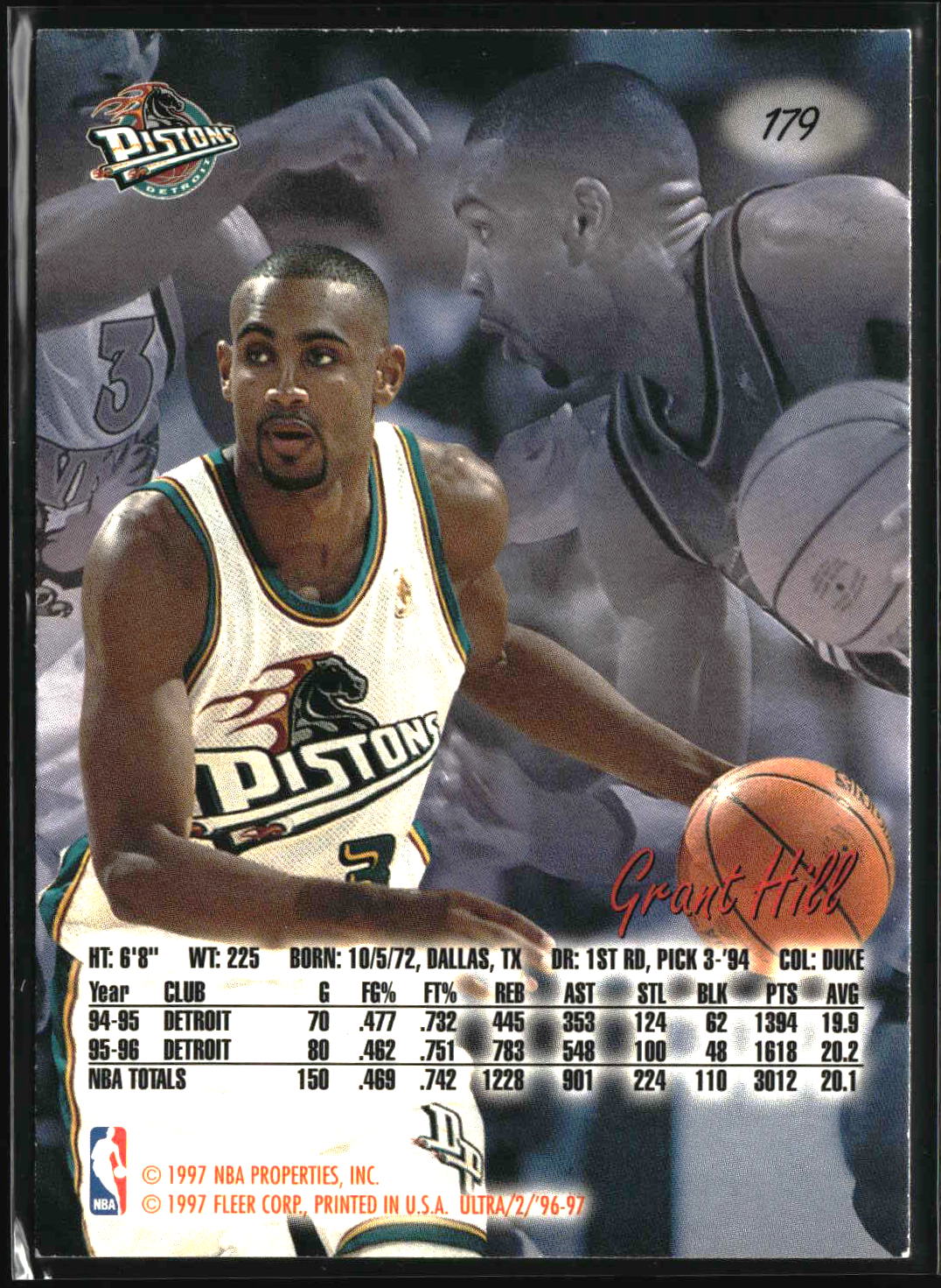 Grant Hill 1996-97 Ultra #179