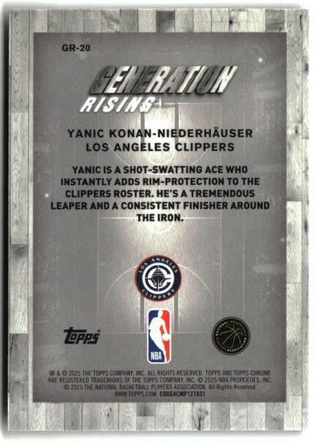 Yanic Konan Niederh�user 2025-26 Topps Chrome Generation Rising #GR-20