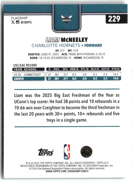 Liam McNeeley 2025-26 Topps #229