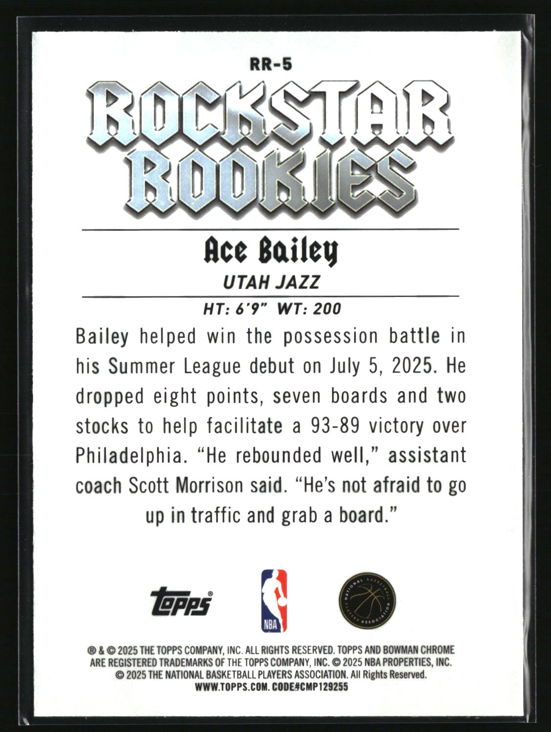 Ace Bailey 2025-26 Bowman Rockstar Rookies #RR-5
