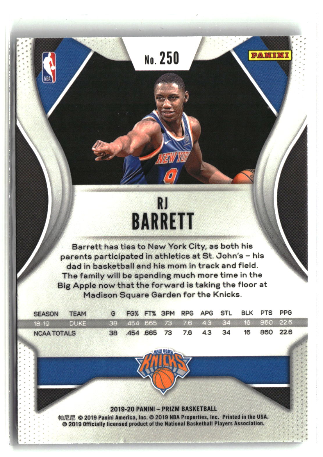 RJ Barrett 2019-20 Panini Prizm #250