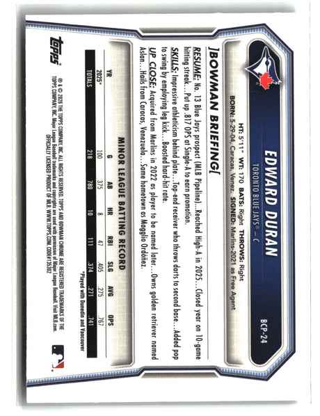 Edward Duran 2026 Bowman Chrome Prospects #BCP-24