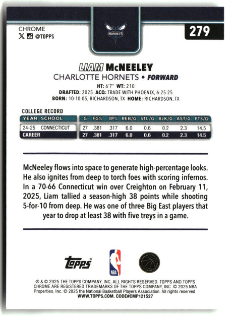 Liam McNeeley 2025-26 Topps Chrome #279