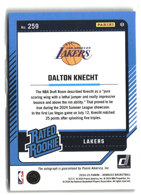 Dalton Knecht 2024-25 Donruss Holo Pink Laser #259