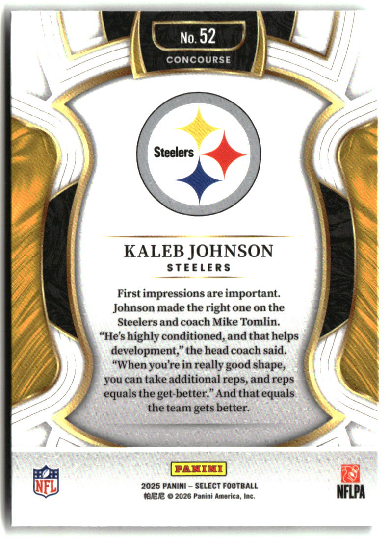 Kaleb Johnson 2025 Panini Select #52