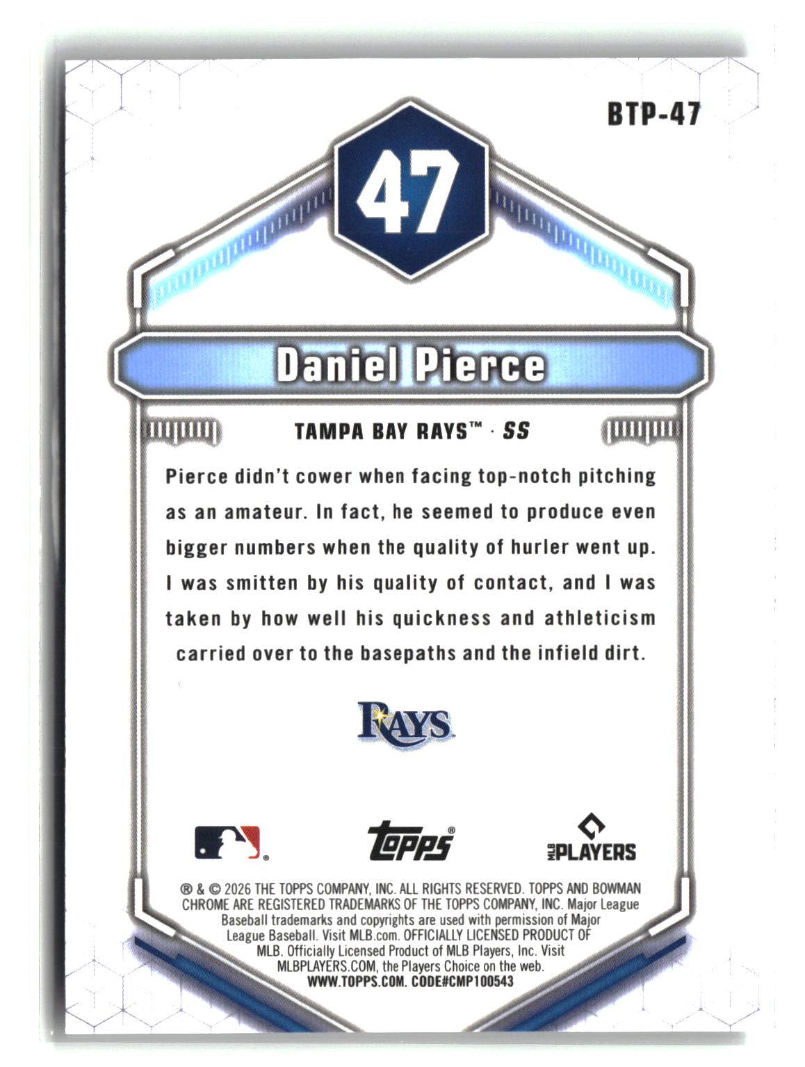 Daniel Pierce 2026 Bowman Bowman Scouts' Top 100 #BTP-47