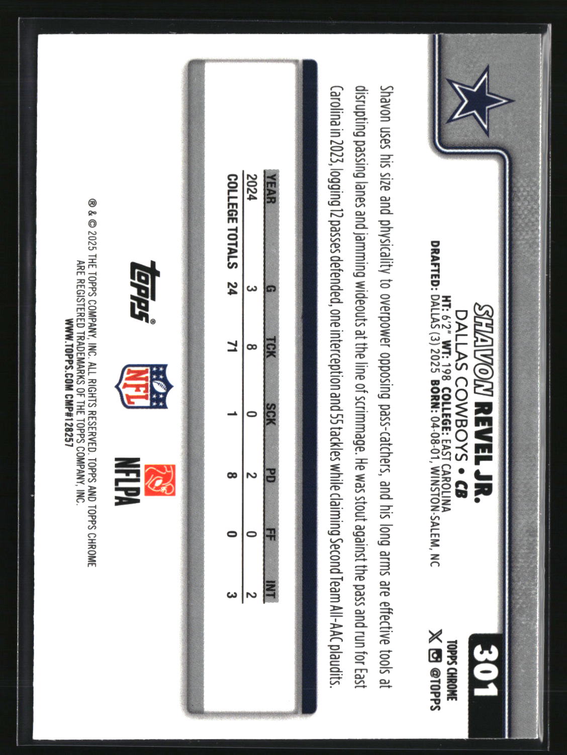 Shavon Revel Jr. 2025 Topps Chrome #301