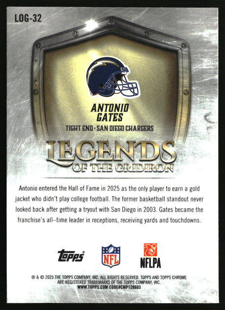 Antonio Gates 2025 Topps Chrome Legends of the Gridiron #LOG-32