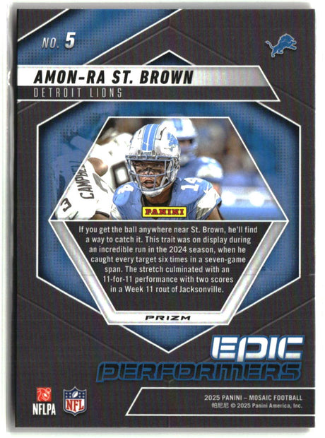 Amon-Ra St. Brown 2025 Mosaic Epic Performers Mosaic Orange Fluorescent #5