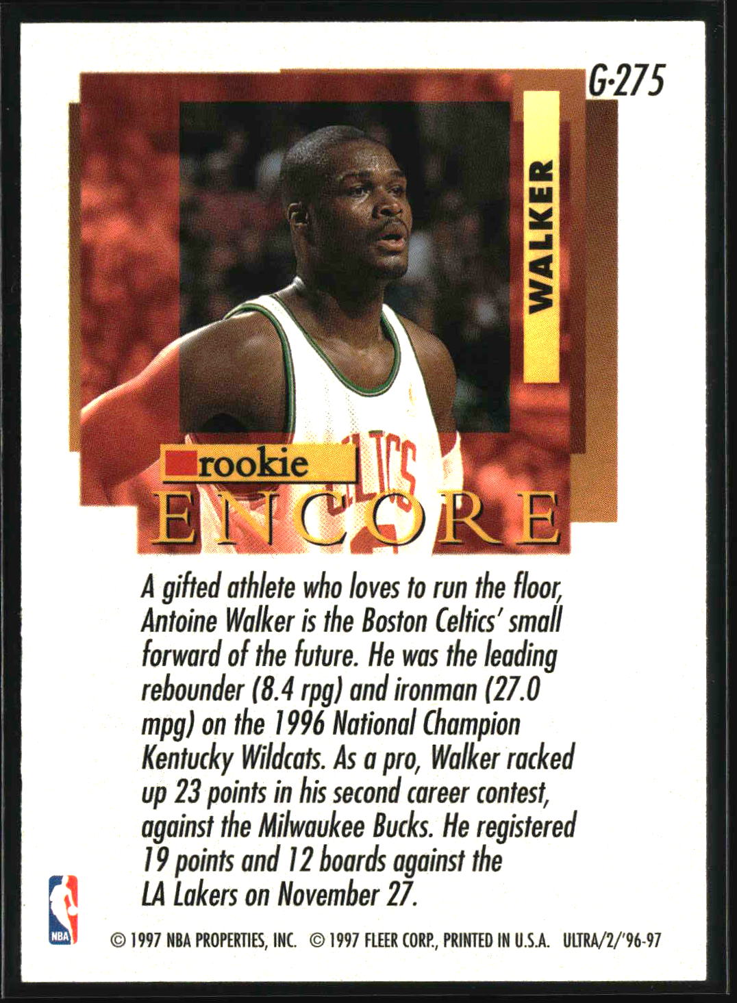 Antoine Walker 1996-97 Ultra Gold Medallion #G-275