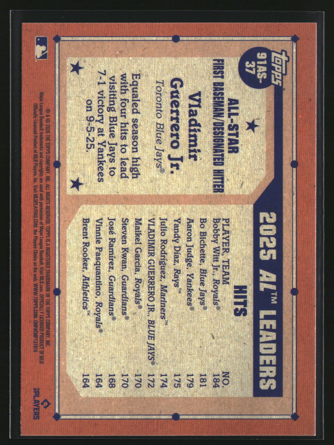 Vladimir Guerrero Jr. 2026 Topps All-Stars #91AS-37
