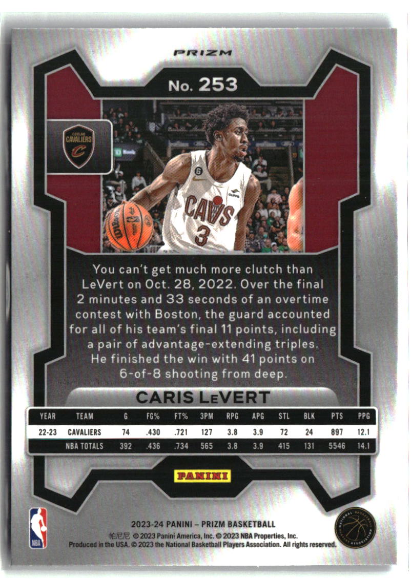Caris LeVert 2023-24 Panini Prizm Prizms Blue Wave #253