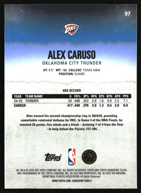 Alex Caruso 2025-26 Topps Signature Class Chrome #97