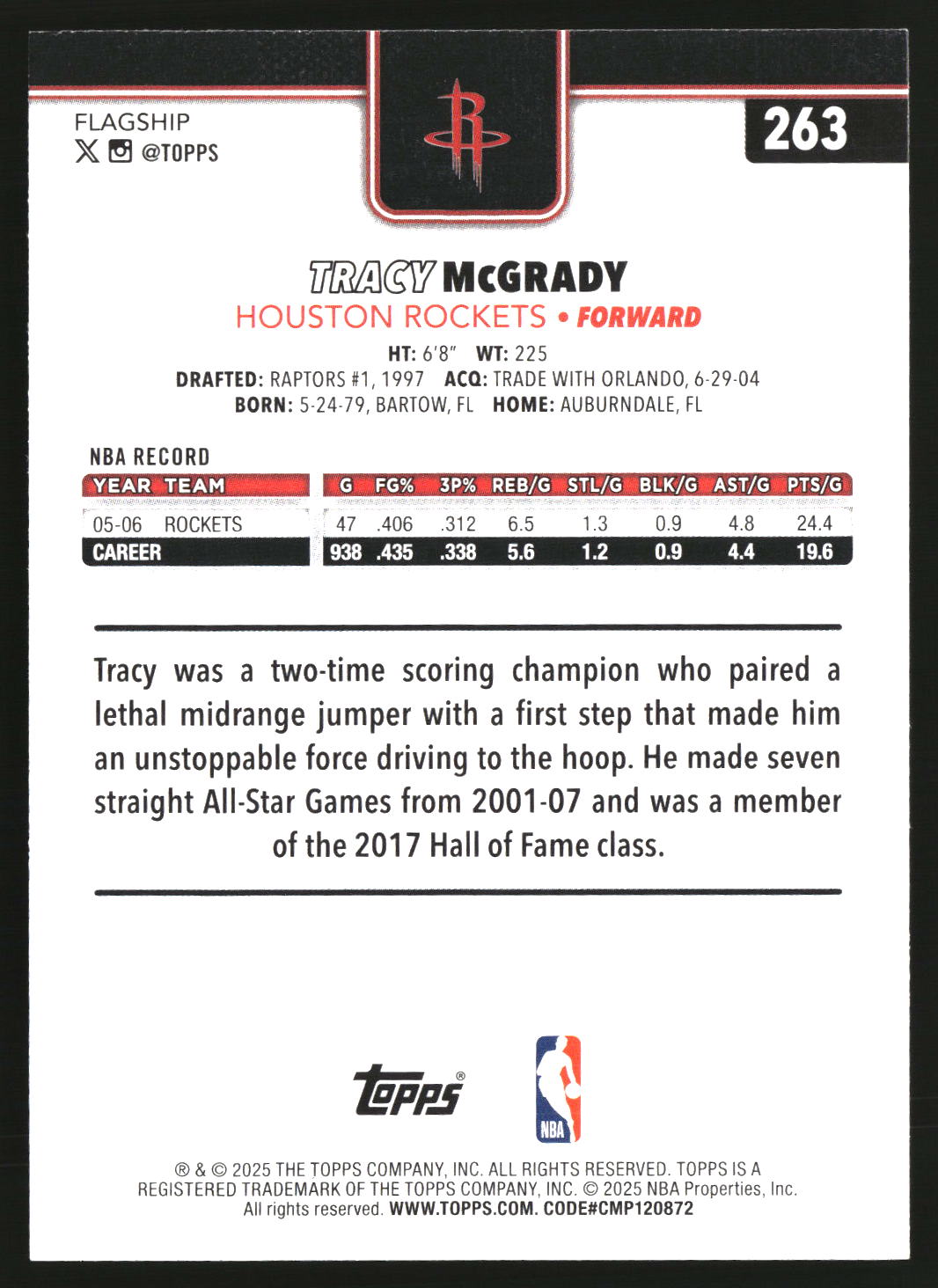 Tracy McGrady 2025-26 Topps Season Tip Off #263