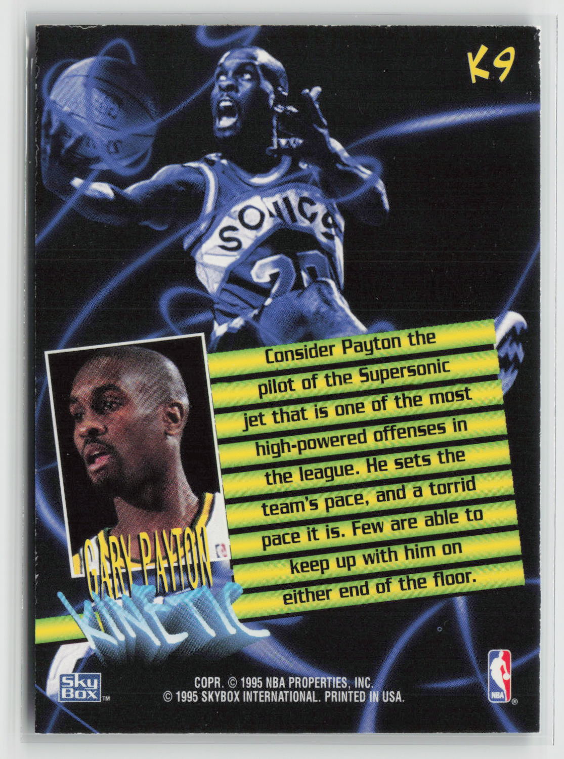 Gary Payton 1995-96 SkyBox Premium Kinetic #K9
