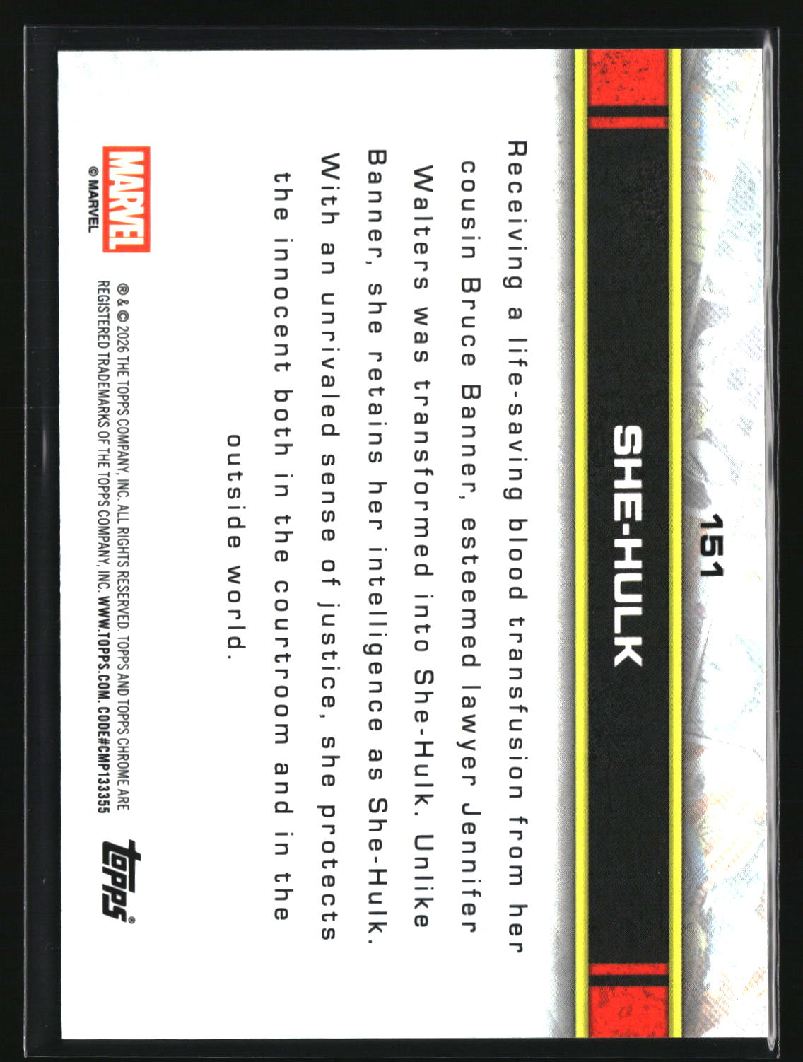 She-Hulk 2026 Topps Chrome Marvel Comics #151