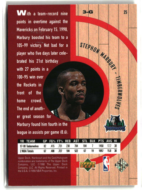 Stephon Marbury 1998 Upper Deck Hardcourt #25