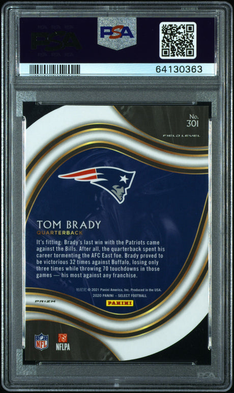 Tom Brady 2020 Panini Select Die Cut White Prizm #301 PSA 9