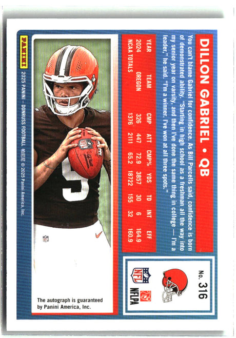 Dillon Gabriel 2025 Donruss Rated Rookies Autographs Green #316