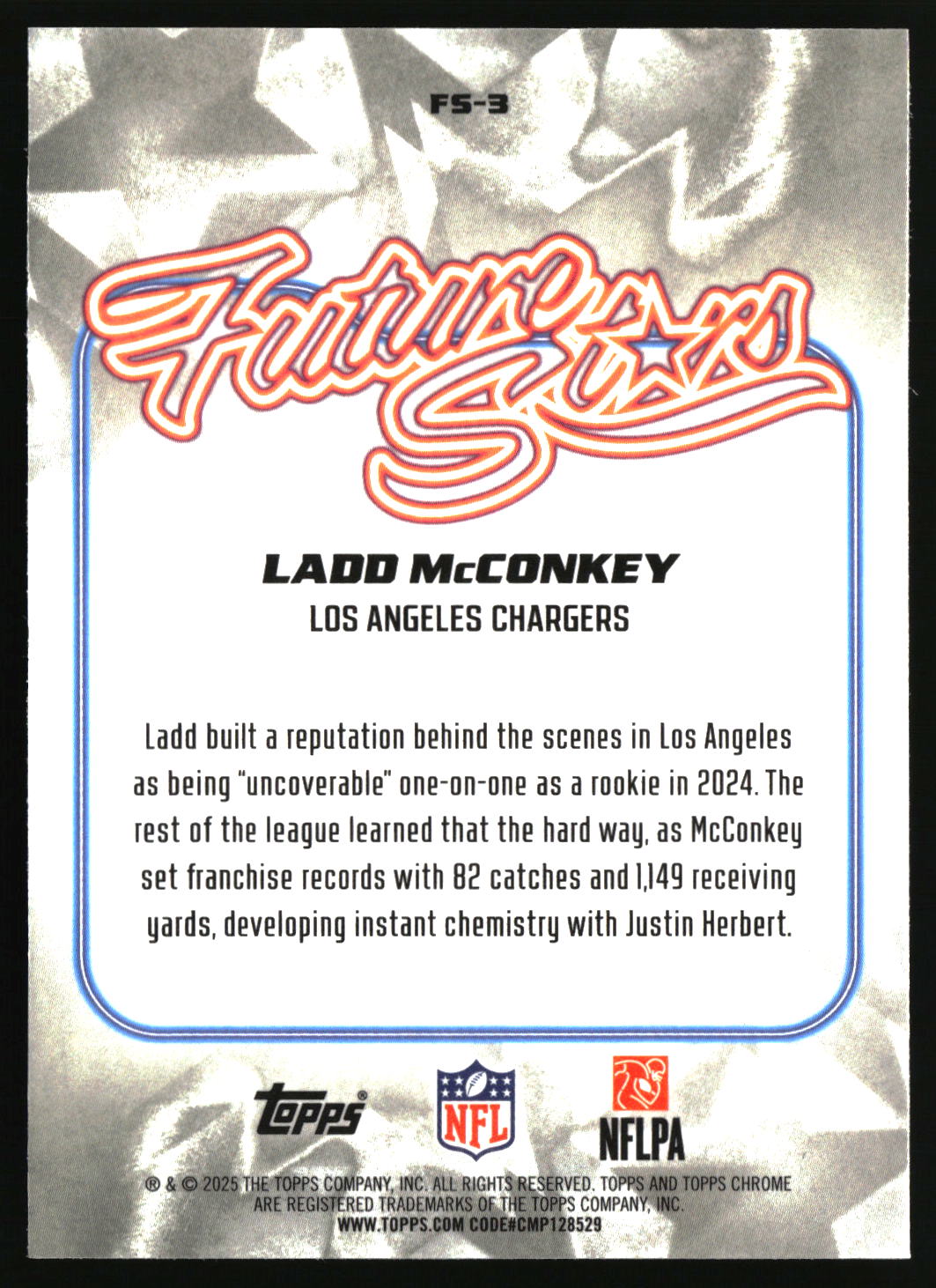 Ladd McConkey 2025 Topps Chrome Future Stars #FS-3