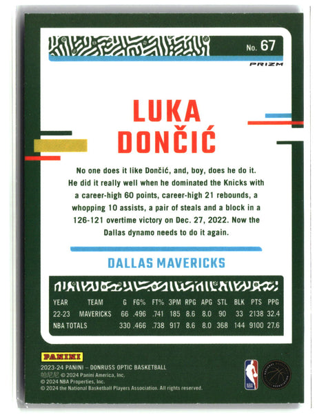 Luka Doncic 2023-24 Donruss Optic Purple Shock #67