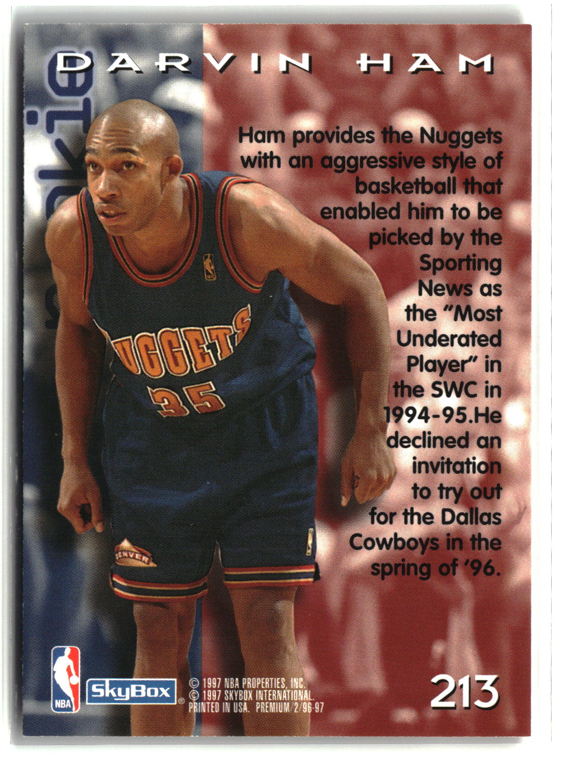 Darvin Ham 1996-97 SkyBox Premium #213