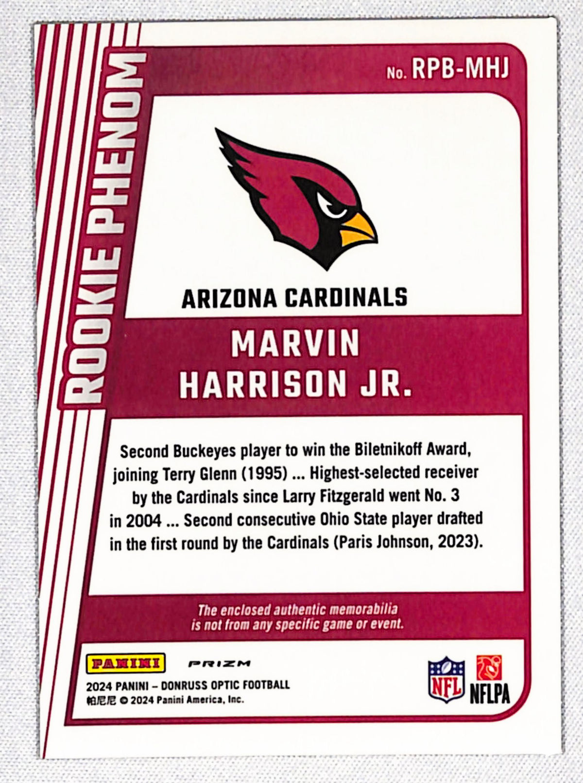 Marvin Harrison Jr. 2024 Donruss Optic Rookie Phenoms Blue Hyper #RPB-MHJ