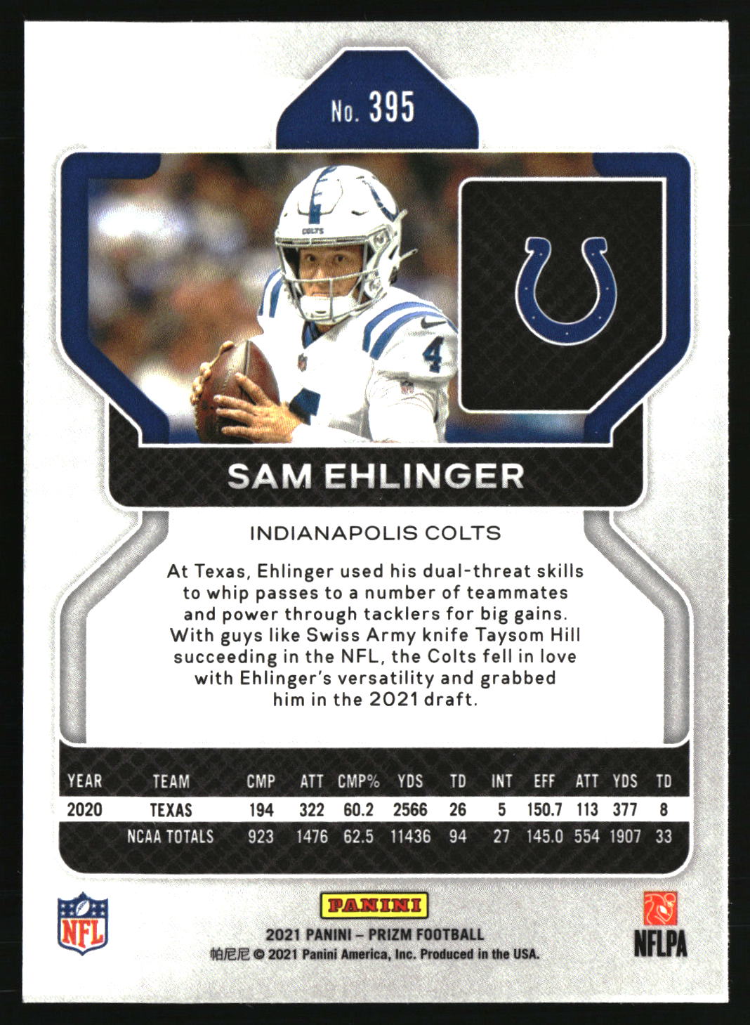 Sam Ehlinger 2021 Panini Prizm #395