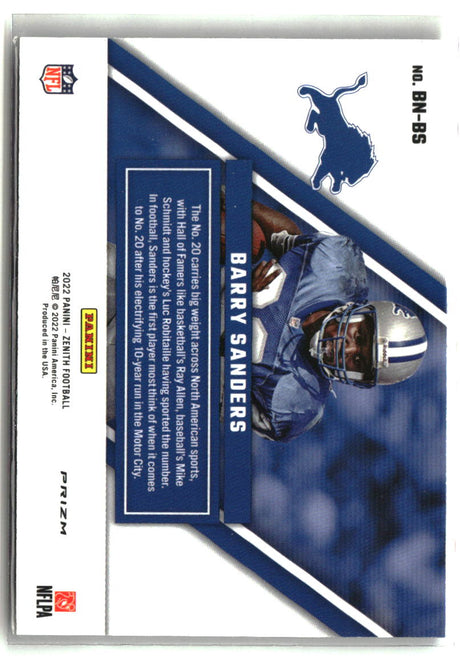 Barry Sanders 2022 Zenith Behind the Numbers #BN-BS