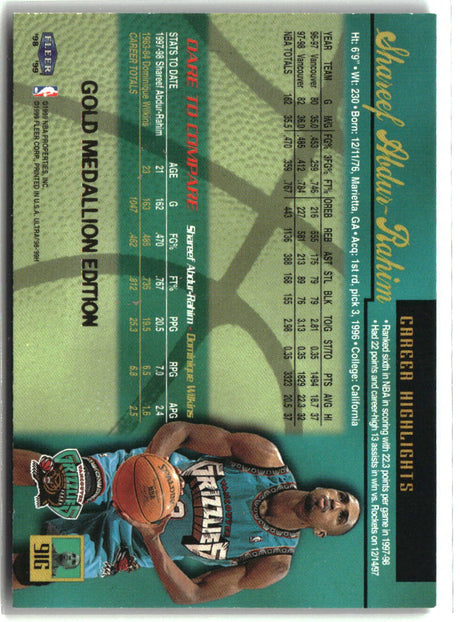 Shareef Abdur-Rahim 1998-99 Ultra Gold Medallion #91G