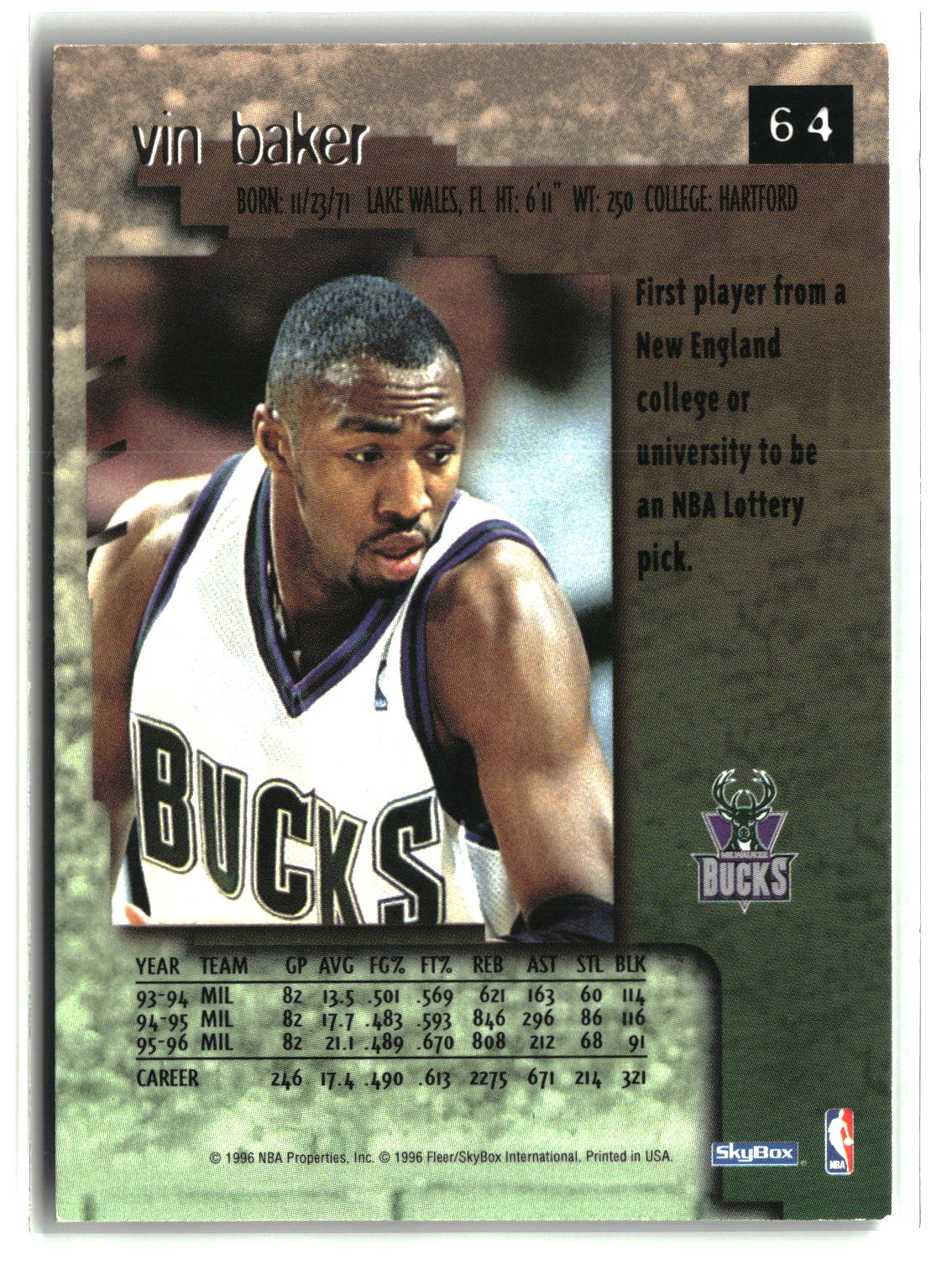 Vin Baker 1996-97 SkyBox Premium #64
