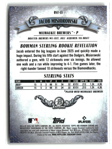 Jacob Misiorowski 2026 Bowman Bowman Sterling #BST-13