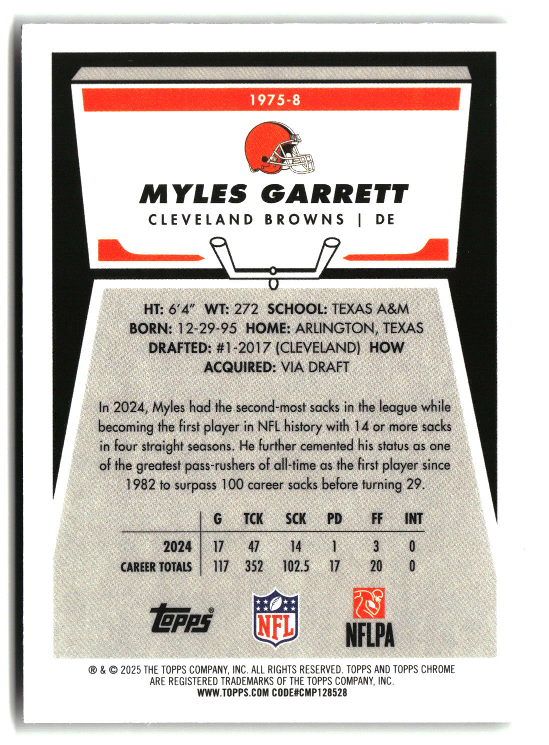 Myles Garrett 2025 Topps Chrome 1975 Topps #1975-8