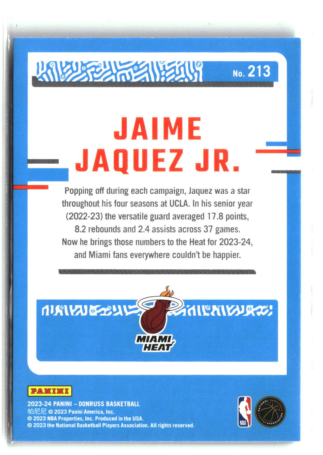 Jaime Jaquez Jr. 2023-24 Donruss #213