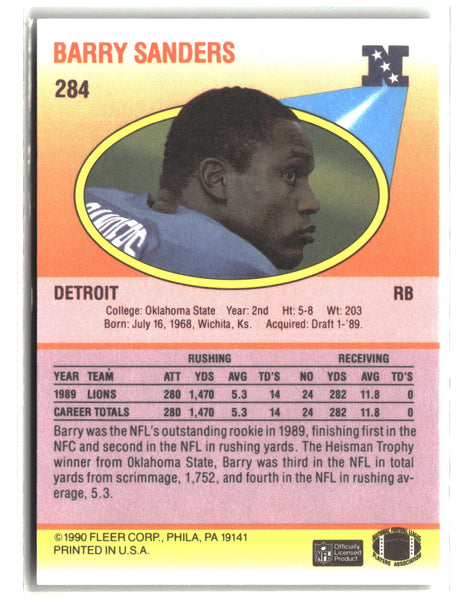 Barry Sanders 1990 Fleer #284