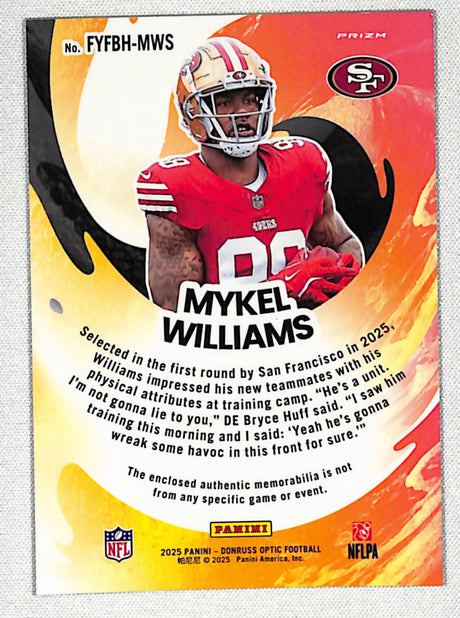 Mykel Williams 2025 Donruss Optic First Year Fresh Blue Hyper #FYFBH-MWS