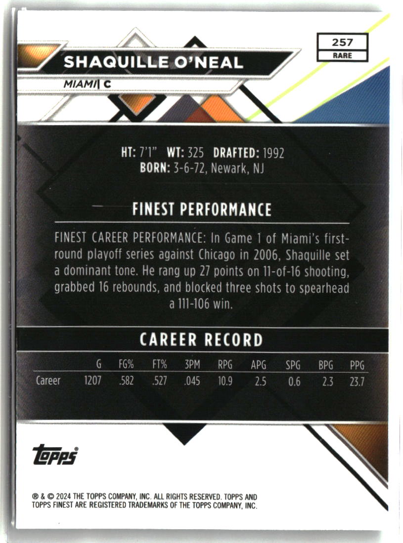 Shaquille O'Neal 2023-24 Finest Checkerboard Refractors #257