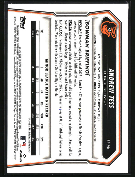 Andrew Tess 2026 Bowman Prospects #BP-90