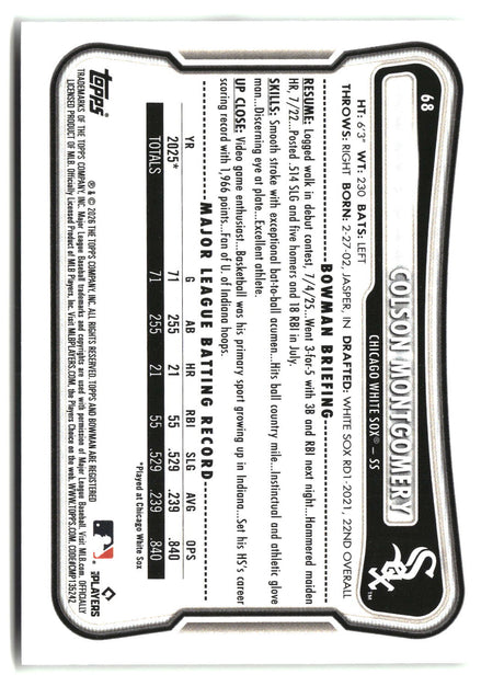 Colson Montgomery 2026 Bowman #68