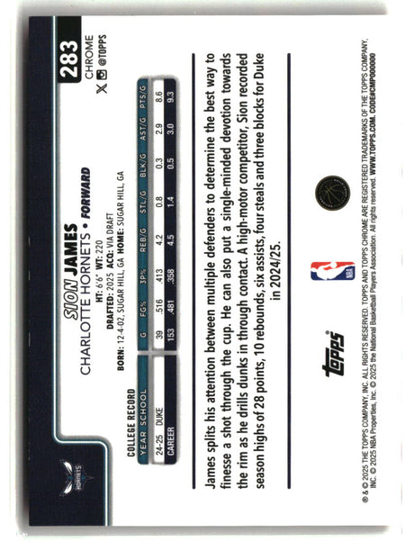 Sion James 2025-26 Topps Chrome Orange RayWave Refractor #283 #/25
