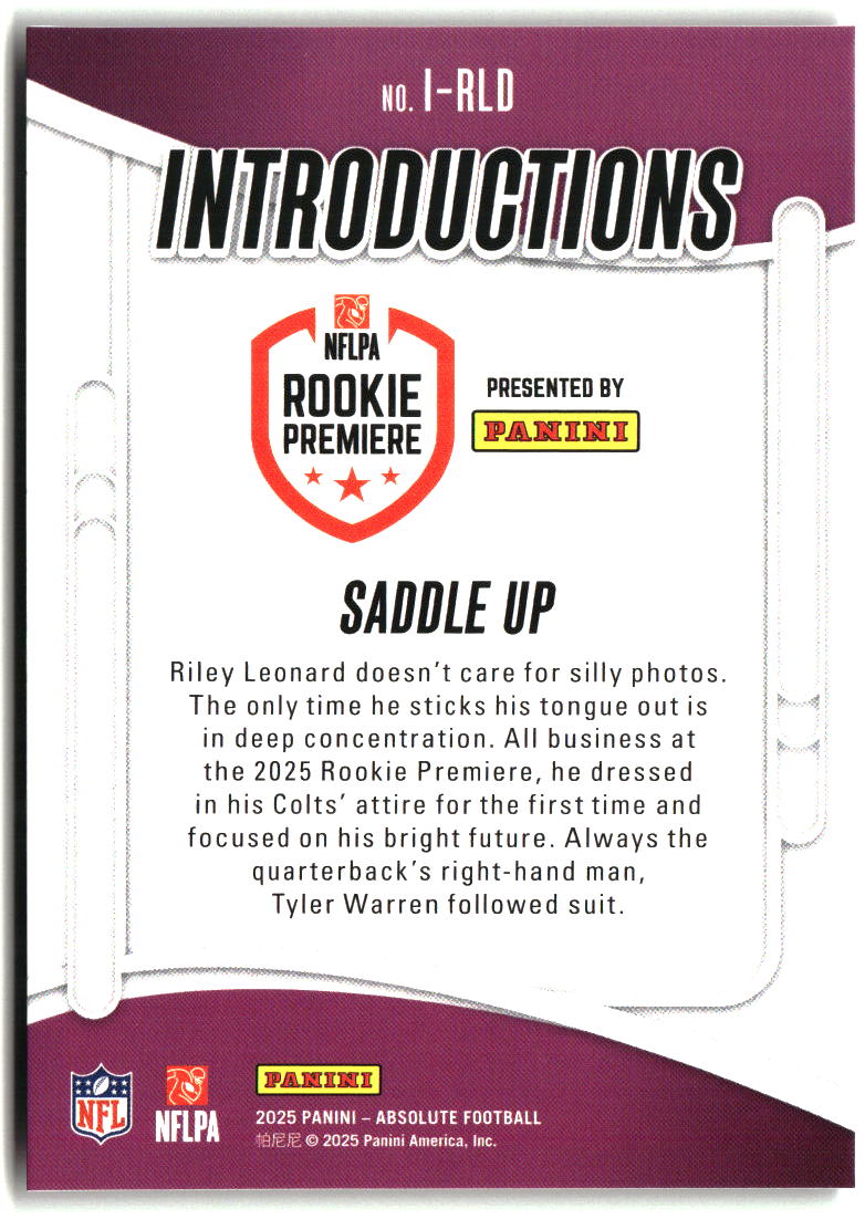 Saddle Up 2025 Panini Absolute Introductions #I-RLD