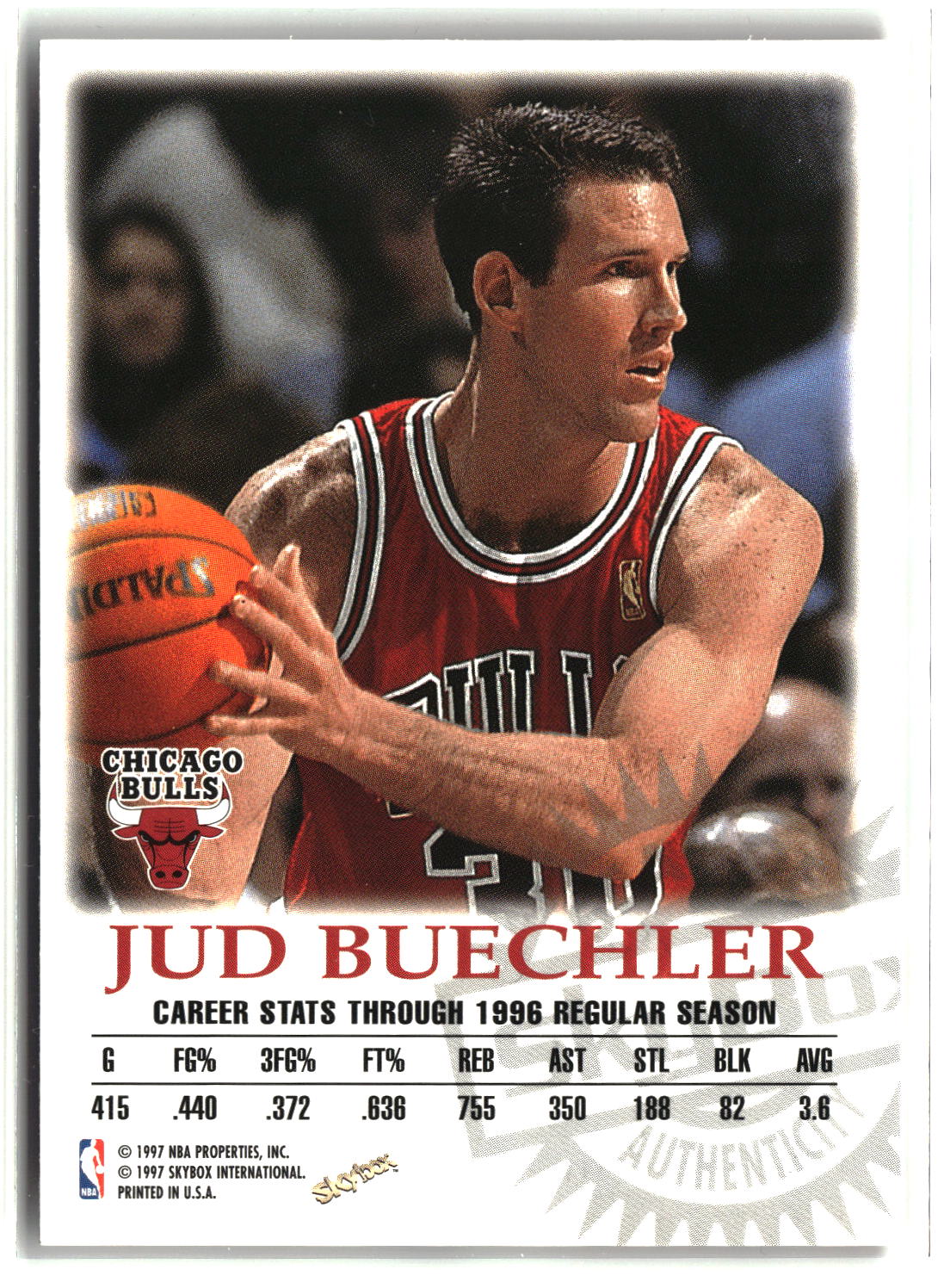 Jud Buechler 1997-98 SkyBox Premium Autographics #NNO