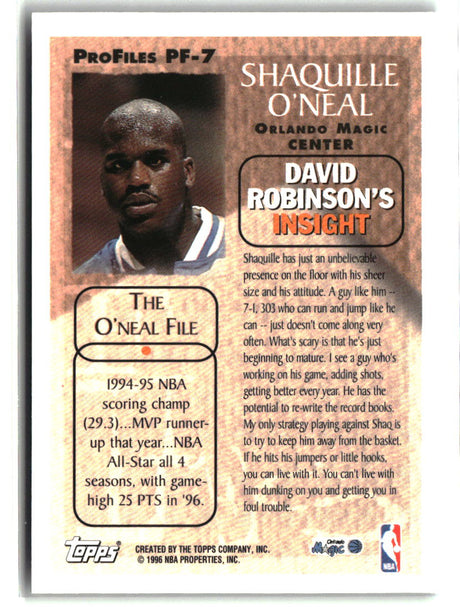 Shaquille O'Neal 1996-97 Topps ProFiles #PF-7