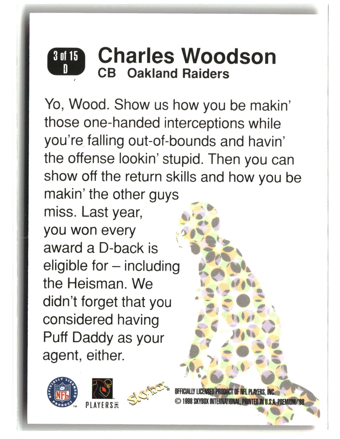 Charles Woodson 1998 SkyBox Premium D'stroyers #3 D